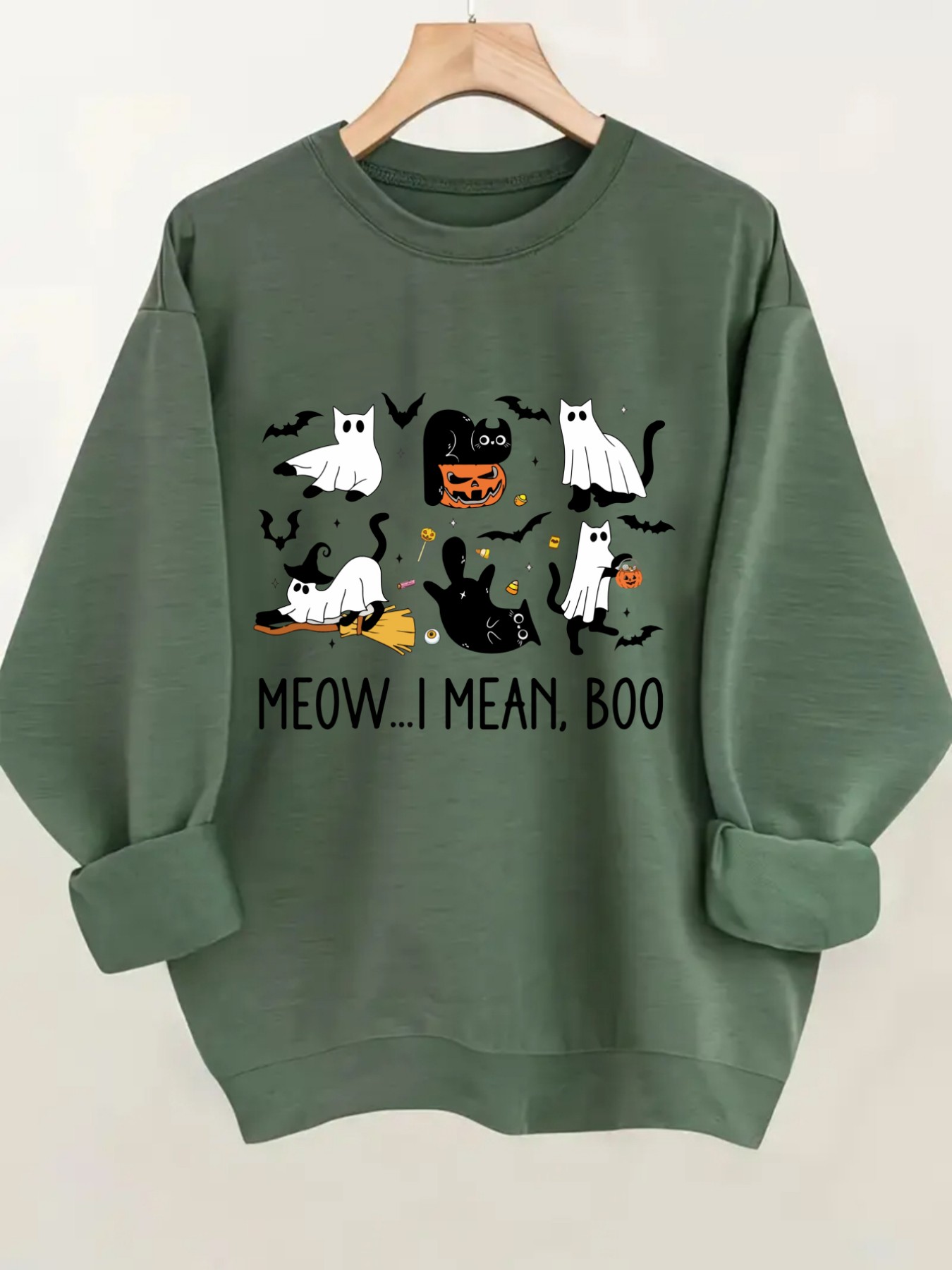 Winter Clothing For Women - Women's Crew Neck Pullover Sweatshirt Halloween