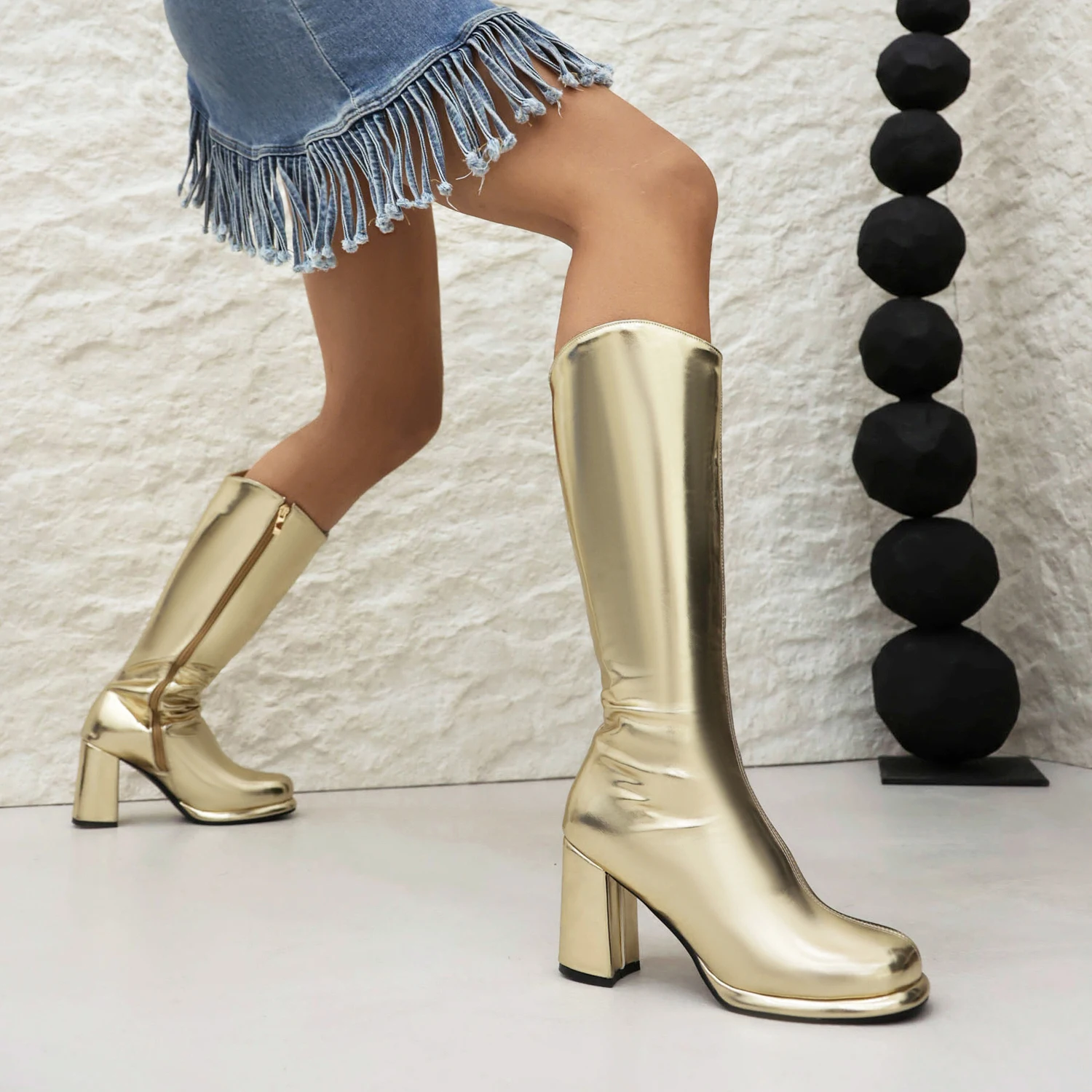 Gold Silver Elegant Knee High  - огляд і ціна Winter Clothing For Women
